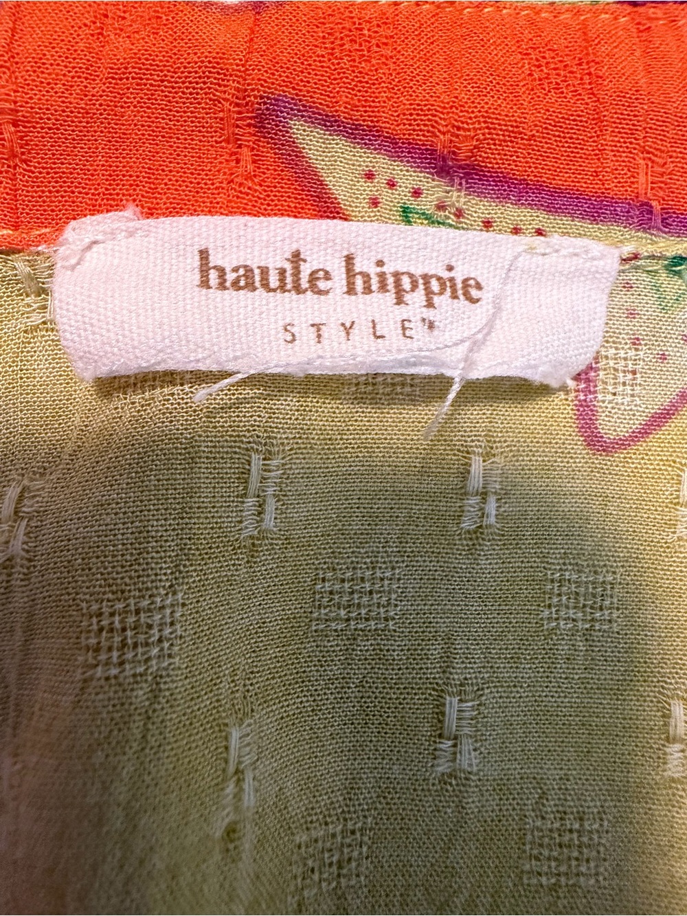 Haute Hippie Medium Tropical Floral Surplice Wrap Blouse Cropped Boho - Picture 9 of 10